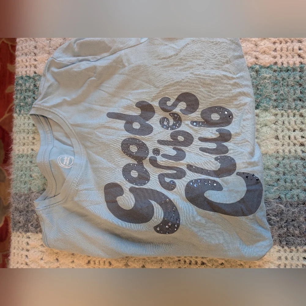 Girls Long Sleeve Blue SGood Vibes Club' Top Size xXL‎ Size 18 Wonder Nation